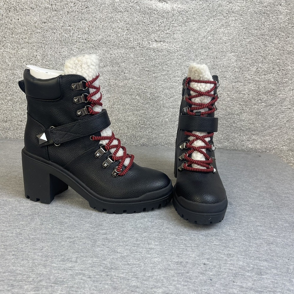 Marc Fisher Womens Lug Sole Heeled Nature Hiker Boots Black Sz 8M